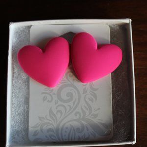 Hot Pink Heart Earrings